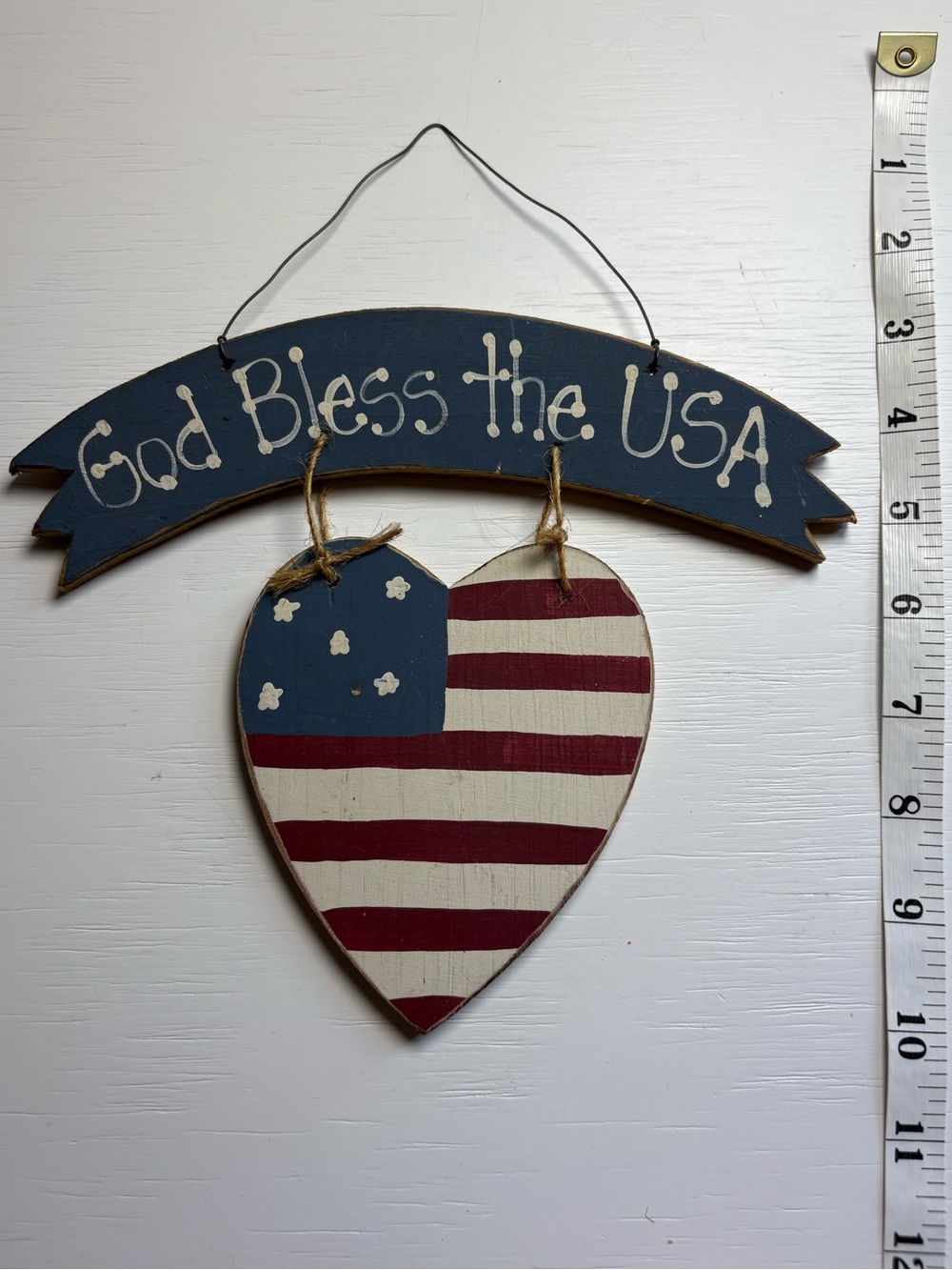 Patriotic Flag God Bless The USA Wood Wall Hanging Decor
